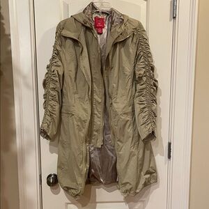 Milano Women's Beige Ruched Trench Coat